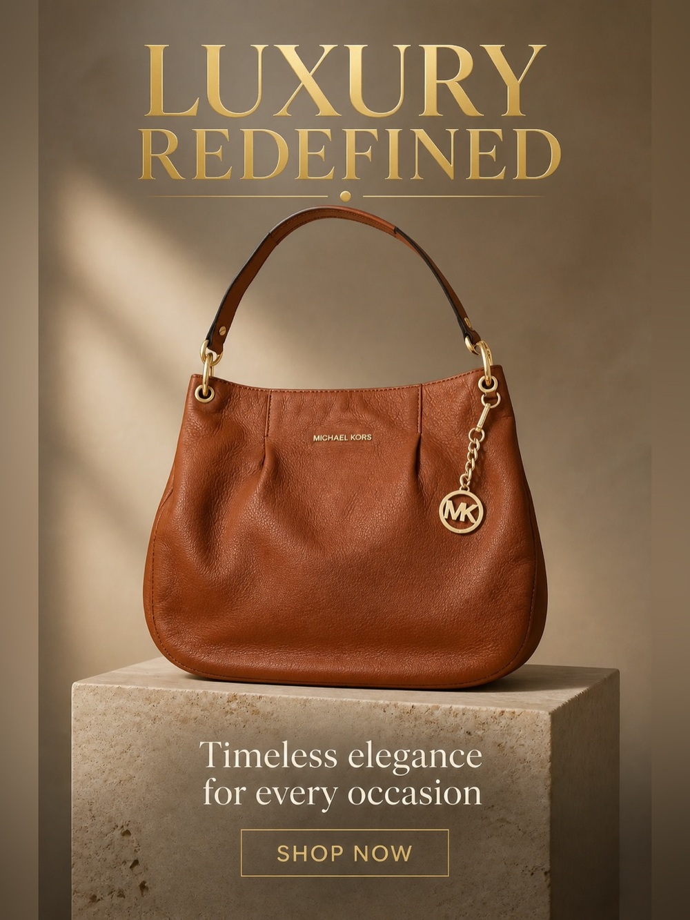 Michael Kors Cognac Leather Interchangeable Hobo and Crossbody Bag